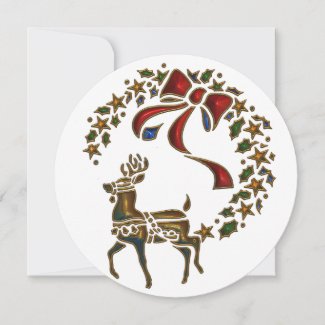 Gold Reindeer Radiance Round Christmas