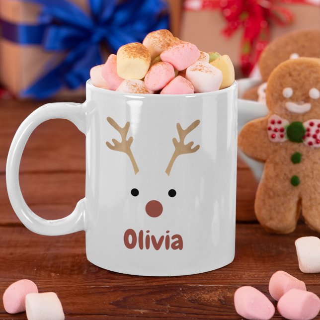  Gold Reindeer Rudolph Minimalistic Christmas Coffee Mug (Creator Uploaded)