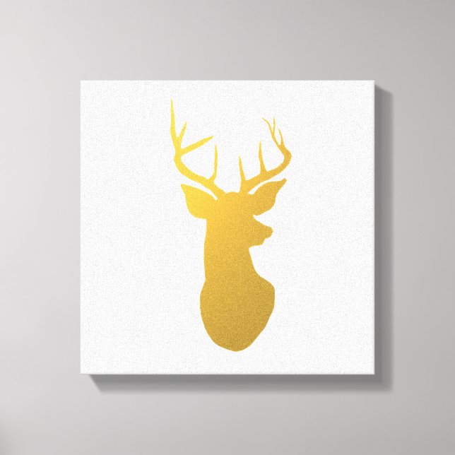 Gold Reindeer Silhouette Modern Holiday Canvas Print (Front)