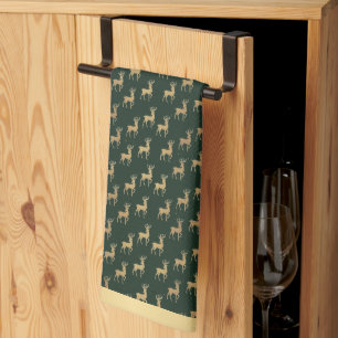Gold Reindeer Winter Wonderland Kitchen Towels