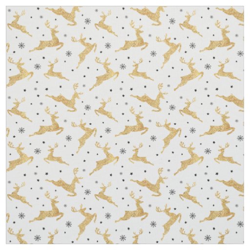 Gold Reindeers Fabric