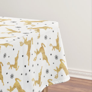 Gold Reindeers Tablecloth