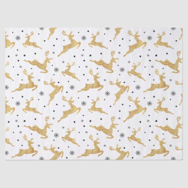 Gold Reindeers Tissue Paper (Front)