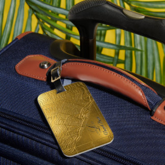 gold relief map newport beach luggage tag