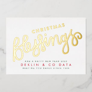 Gold Religious Christmas Blessing Corporate Foil Holiday Card