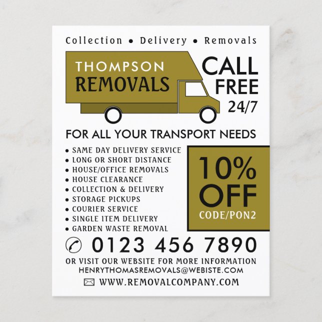 Gold Removal Van, Removal Company Advertising Flyer (Front)