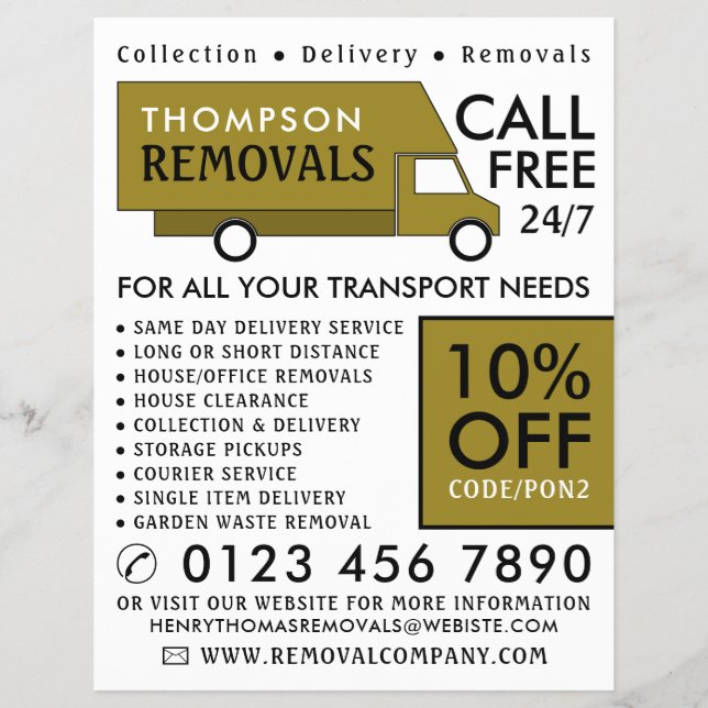 Gold Removal Van, Removal Company Advertising Flyer (Front)