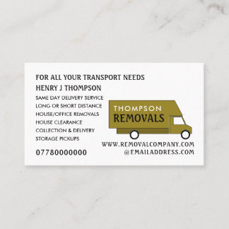 Gold Removal Van, Removal Company Business Card