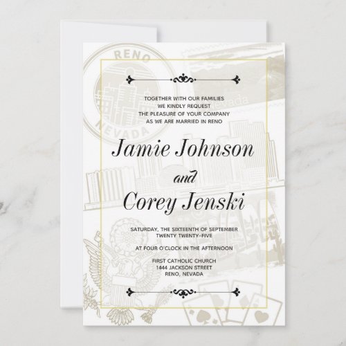 Gold Reno Passport Invitation