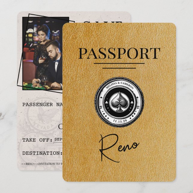Gold Reno Passport Save The Date (Front/Back)