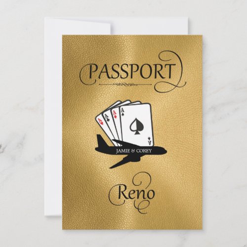 Gold Reno Passport Save the Date Card