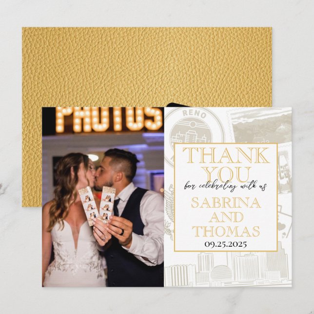 Gold Reno Wedding Photo Thank You (Front/Back)