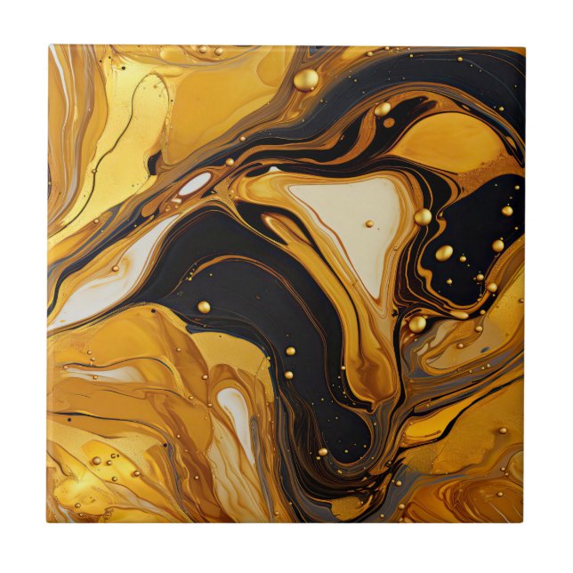 Gold Resin Art Ceramic Tile (Front)