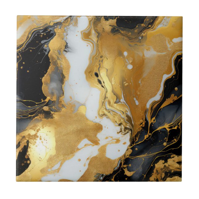 Gold Resin Art Ceramic Tile (Front)