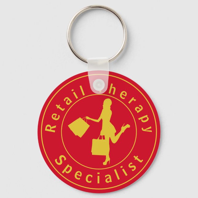 Gold Retail Therapy Specialist Keychain (Front)