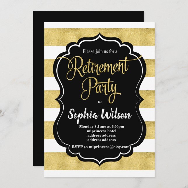 Gold Retirement Party invite (Front/Back)