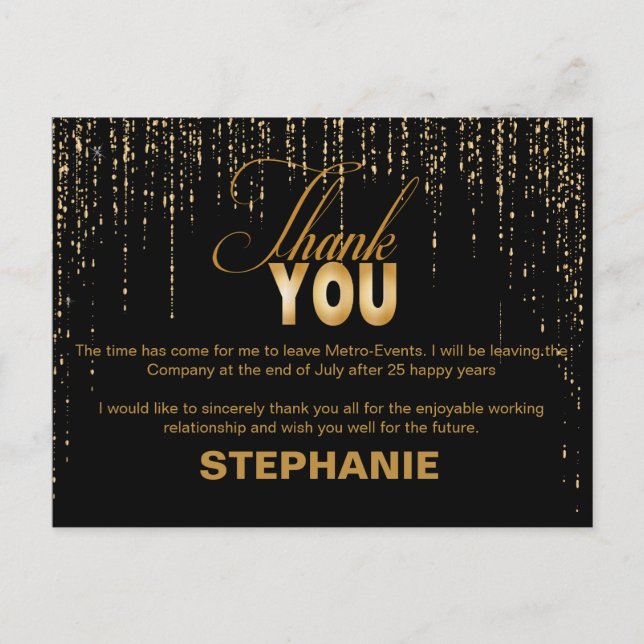 Gold Retirement Thank You Cards (Front)