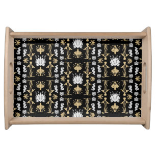 Gold Retro Art Nouveau Print Serving Tray