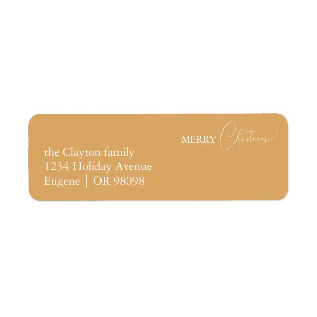Gold Retro Boho Minimalist Christmas Address Label (Front)