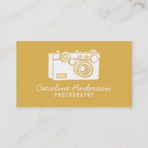 Gold Retro Camera Photographer Business Card