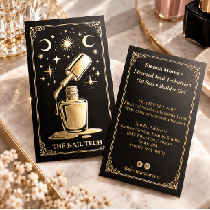 Gold Retro Celestial Tarot Nail artist Social Foil Business Cards