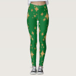 Gold Retro Christmas Stars on Green Leggings<br><div class="desc">Retro Christmas stars on a bright green background give a festive look to these Women's Leggings!  Beautiful,  sure to be your favorite this holiday season!</div>