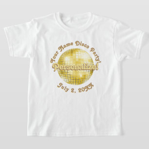 Gold Retro Disco Ball PERSONALIZED T-Shirt