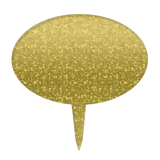 Gold Retro Glitter And Sparkles Cake Topper (Front)