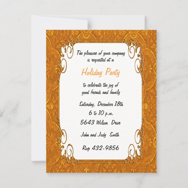 Gold Retro Holiday Invitation (Front)