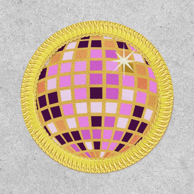 Gold Retro Modern Disco Ball  Patch (Front)