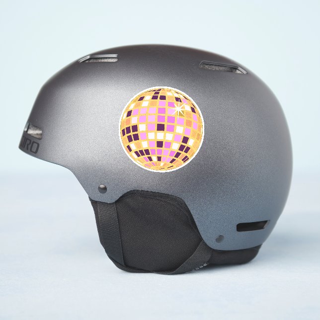 Gold Retro Modern Disco Ball  Sticker (Helmet Side)