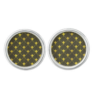 Gold Retro Pattern Cufflinks