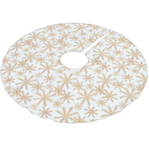 Gold Retro Snowflake Pattern Brushed Polyester Tree Skirt
