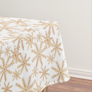 Gold Retro Snowflake Pattern Holiday Tablecloth