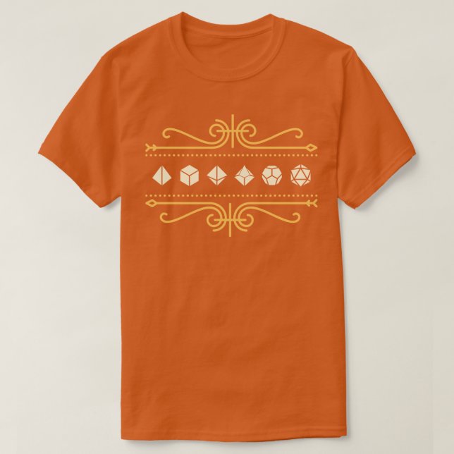 Gold Retro Victorian Polyhedral Dice Set Ornament T-Shirt (Design Front)