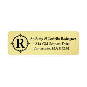 Gold Return Address Labels with Black Monogram