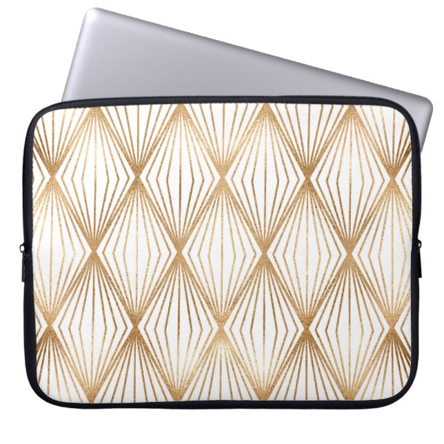 Gold rhombus tiles, geometric pattern. laptop sleeve (Front)