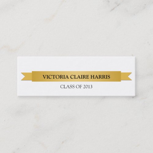 Gold ribbon banner student graduation name card business card template