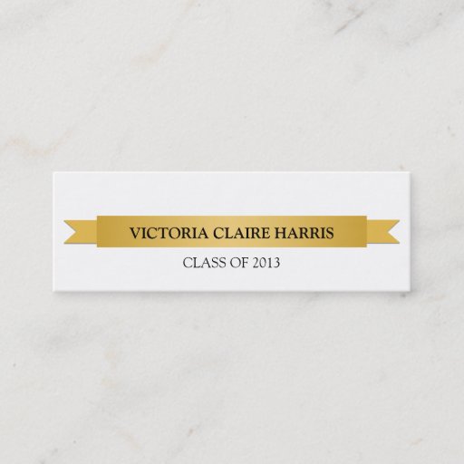 Customizable Gold ribbon banner student graduation name card business card template