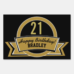 Gold Ribbon Birthday Celebration Sign