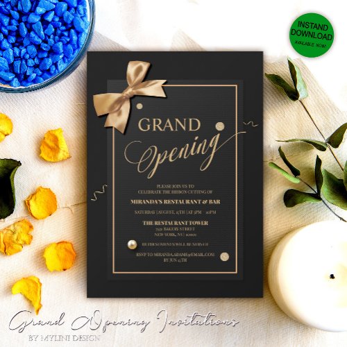 Gold Ribbon Black Grand Opening _ Store Opening Invitation