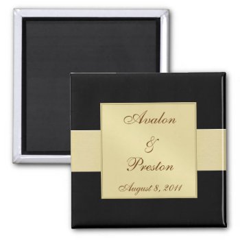 Gold Ribbon Black Save The Date Magnet by theedgeweddings at Zazzle