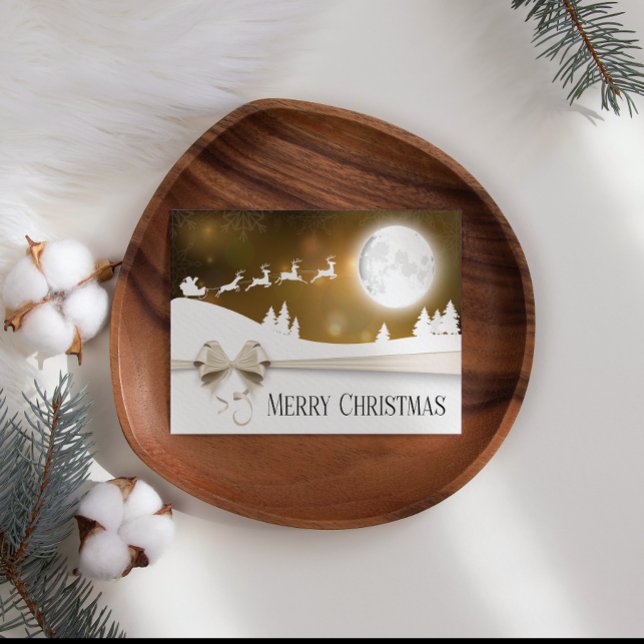 Gold Ribbon Business Christmas Card  (Creator Uploaded)