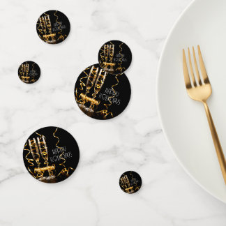 Gold Ribbon Champagne Happy Holidays Confetti