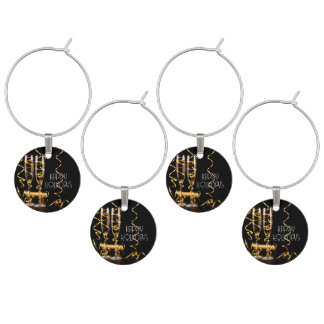 Gold Ribbon Champagne Happy Holidays Wine Charm