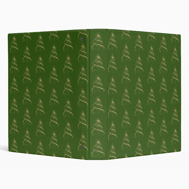Gold Ribbon Christmas Tree 3 Ring Binder (Background)