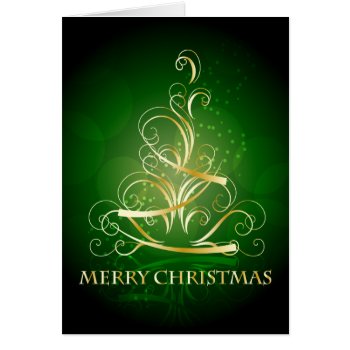 Gold Ribbon Christmas Tree Card 