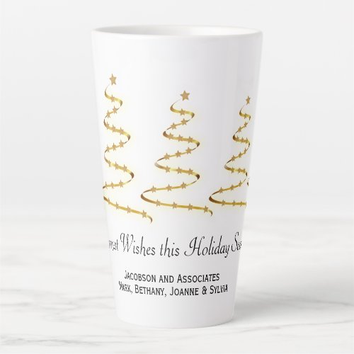Gold Ribbon Christmas Trees Business Swag Latte Mug