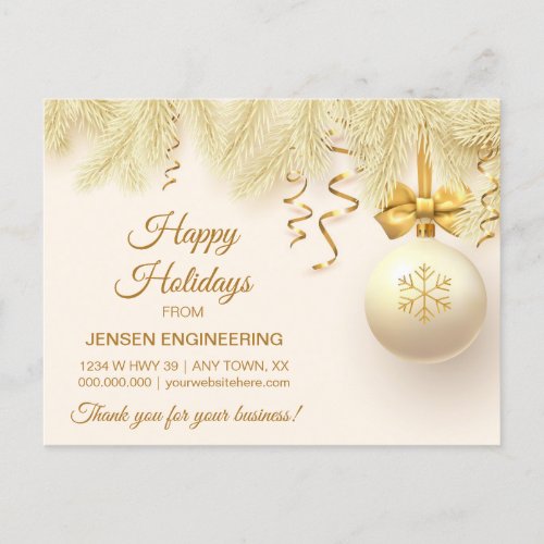 Gold Ribbon Corporate Thank You Christmas Postcard