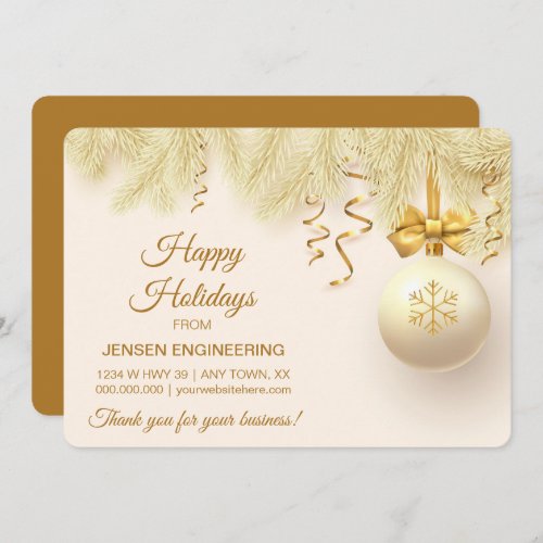 Gold Ribbon Corporate Thank You Holiday Card